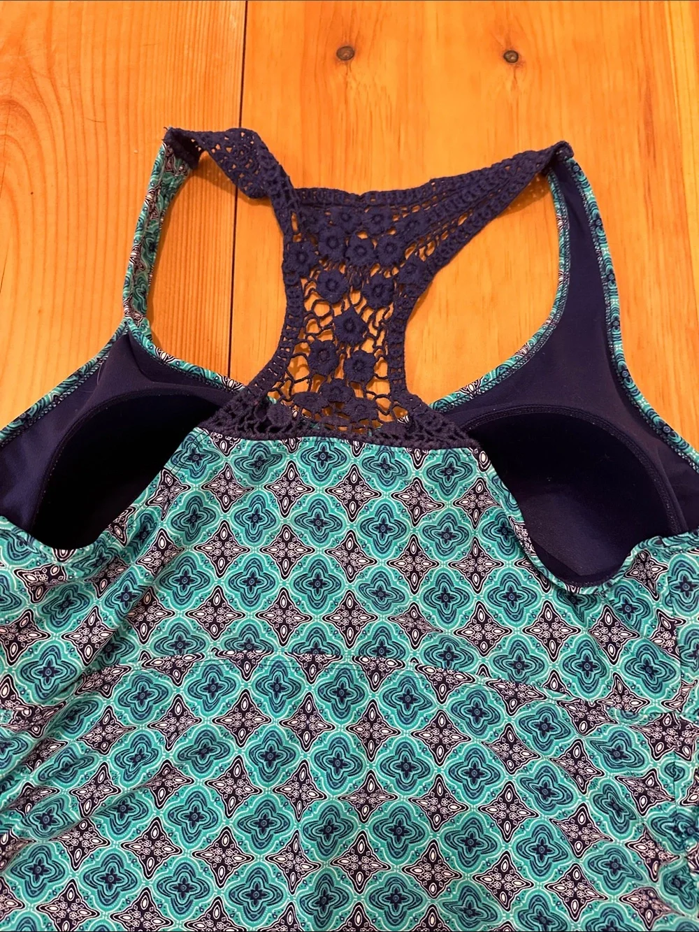 Motherhood Maternity Teal and Navy Patterned Tankini Set